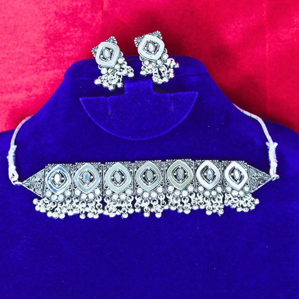 Oxidised Choker with Earrings