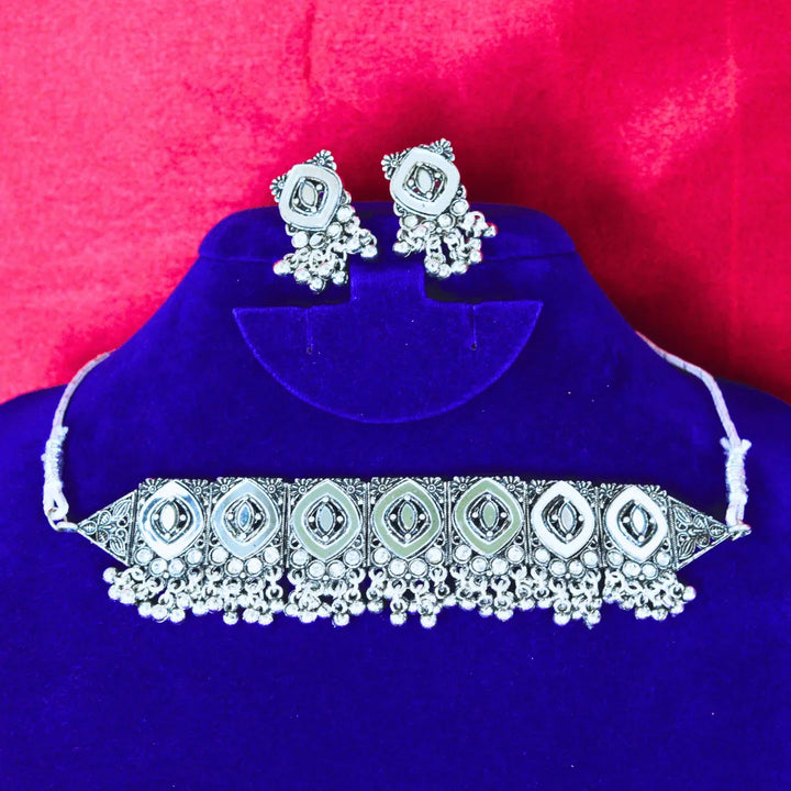 Oxidised Choker with Earrings