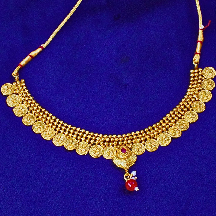 Traditional Gold Platted Coin Necklace & Earrings 