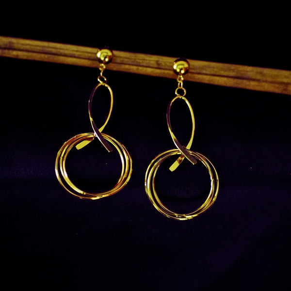 Gold-Toned Korean Style Earrings Hoop Style FS341E