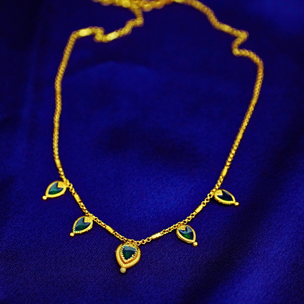 Simple Palakka Necklace Mala In Green and Red Colour FS277N