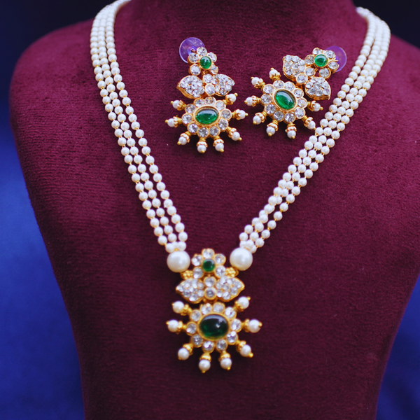 Multi Layer Tanmani Necklace Green and Ruby Red FS268N
