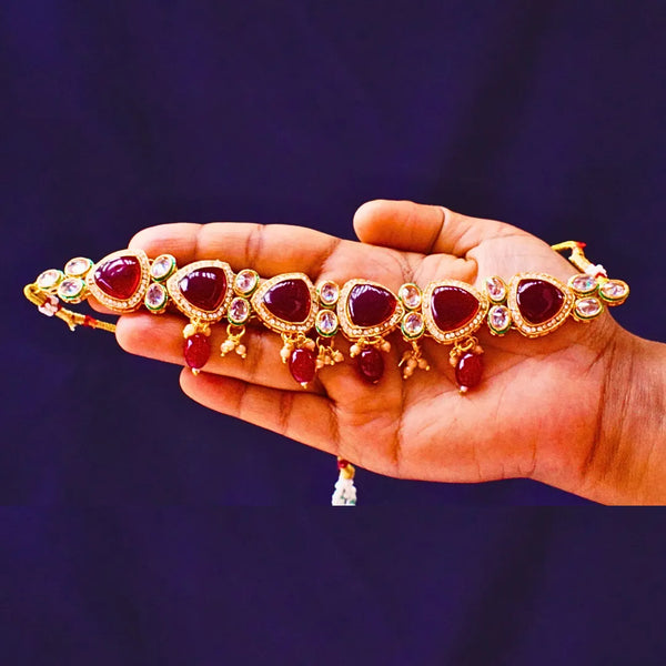 Maroon Kundan Choker with Earrings FS259N