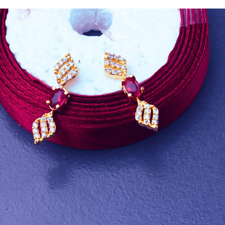 American Diamond Red Color Necklace and Earrings FS103R - freakySera
