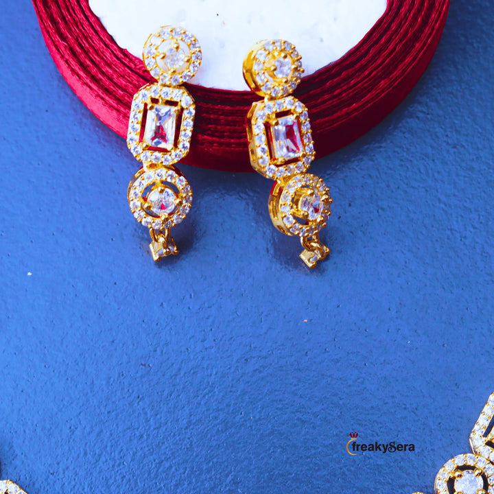 American Diamond Multi color Necklace and Earrings FS102M - freakysera