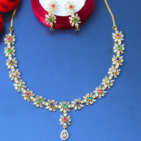 American Diamond Multi-Color Necklace Set Style FS101M - freakysera