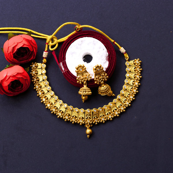 Antique Necklace with White Stones and Earrings FS130 - freakysera
