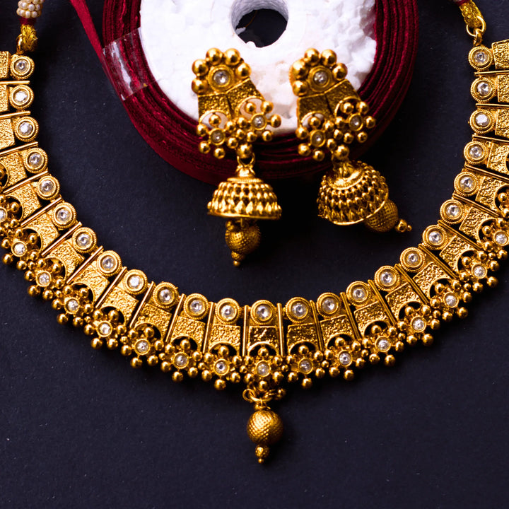 Antique Necklace with White Stones and Earrings FS130 - freakysera