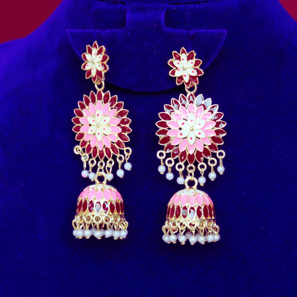 Big Jhumka earrings in blue, maroon, violet, peach ,yellow colors FS318E - freakysera