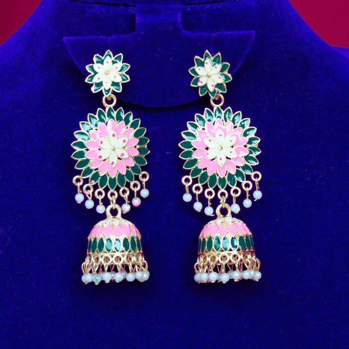 Big Jhumka earrings in blue, maroon, violet, peach ,yellow colors FS318E - freakysera