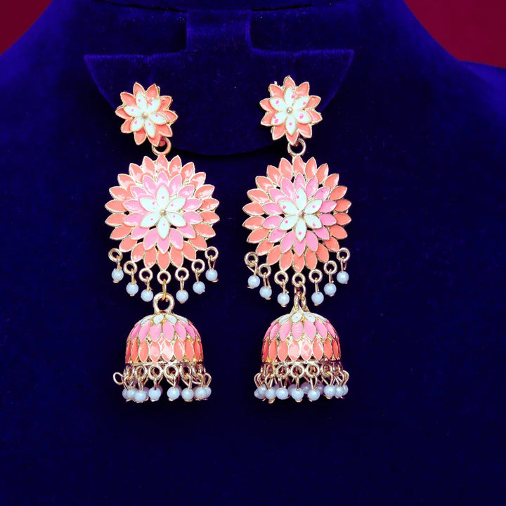 Big Jhumka earrings in blue, maroon, violet, peach ,yellow colors FS318E - freakysera