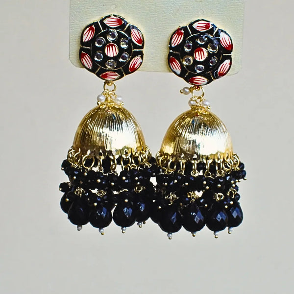 Black and Sky Blue Jhumkas FS330E - freakysera