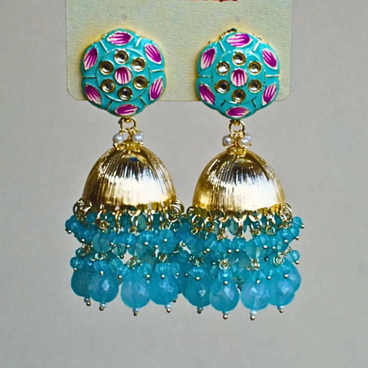 Black and Sky Blue Jhumkas FS330E - freakysera