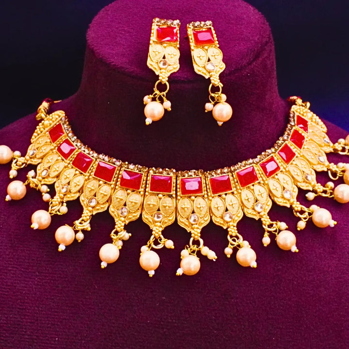 Blue , Green , Dark Pink, Maroon ,Ruby Red Stone Round Necklace FS247N - freakysera