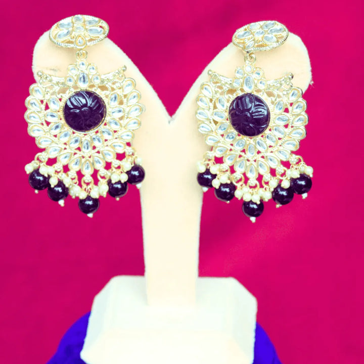 Chandbali earrings pink, blue, violet, black, peach FS328E - freakysera