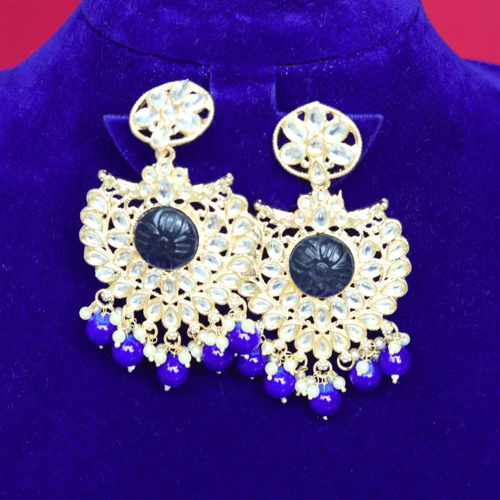 Chandbali earrings pink, blue, violet, black, peach FS328E - freakysera
