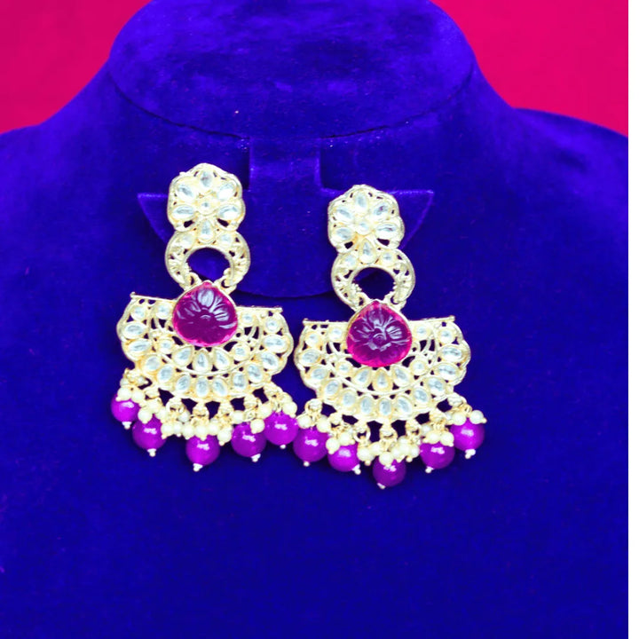 Chandbali earrings pink, blue, violet, black, peach FS328E - freakysera
