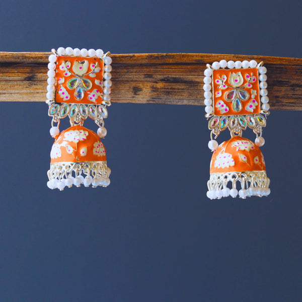 Designer Jhumkas Peach Color FS192E - freakysera