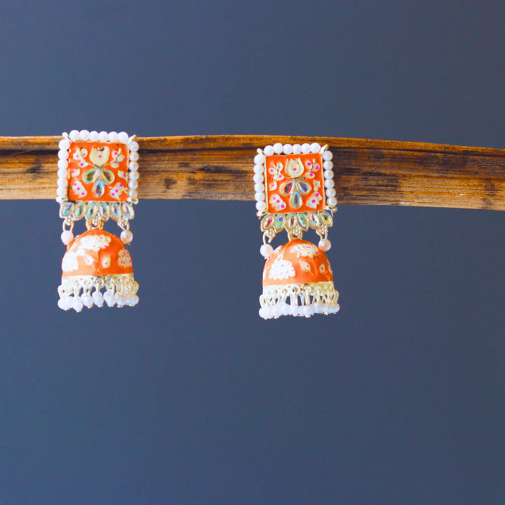 Designer Jhumkas Peach Color FS192E - freakysera
