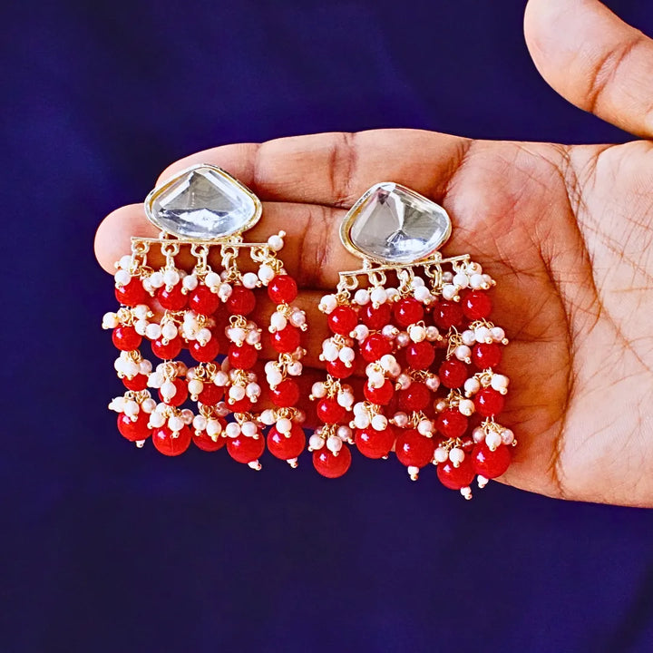 Drop Earrings in Red ,Blue, Marron Pink Shades FS335E - freakysera