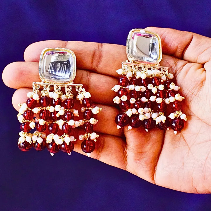 Drop Earrings in Red ,Blue, Marron Pink Shades FS335E - freakysera