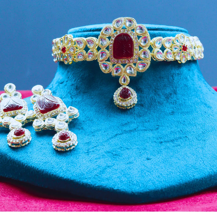 Gold platted Kundan choker set FS226N - freakysera