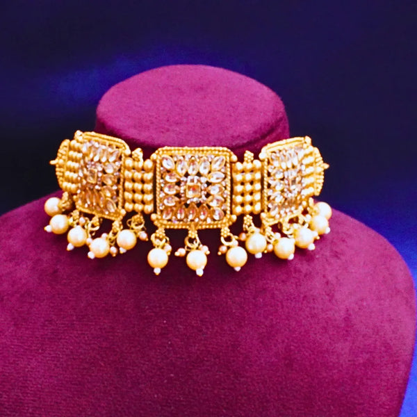 Gold Platted Rajwadi Choker Necklace FS248N - freakysera