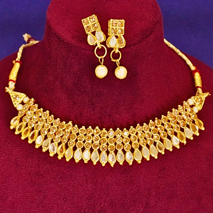 Gold platted traditional short necklace & earrings FS234N - freakysera