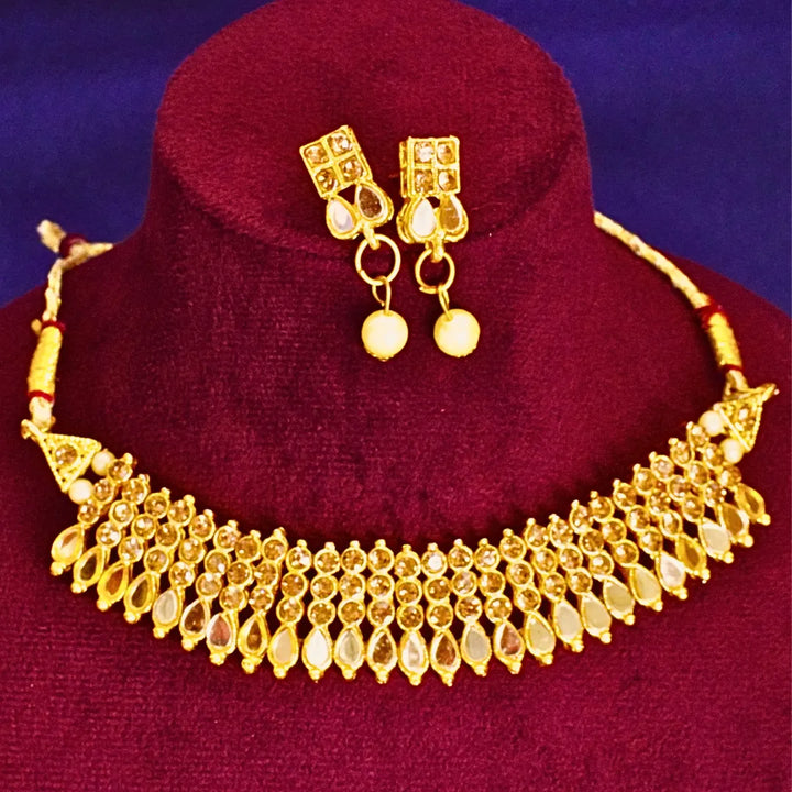 Gold platted traditional short necklace & earrings FS234N - freakysera