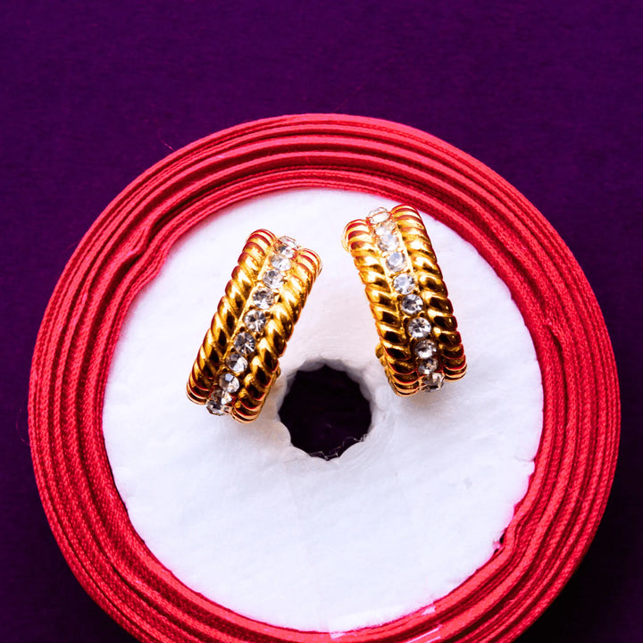 Golden Hoops With White Color Stones Style FS161 - freakysera