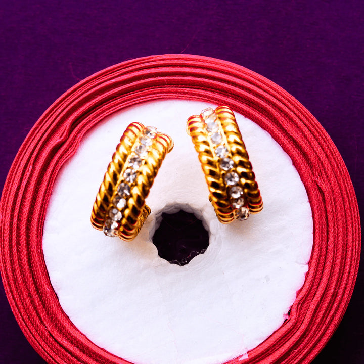 Golden Hoops With White Color Stones Style FS161 - freakysera