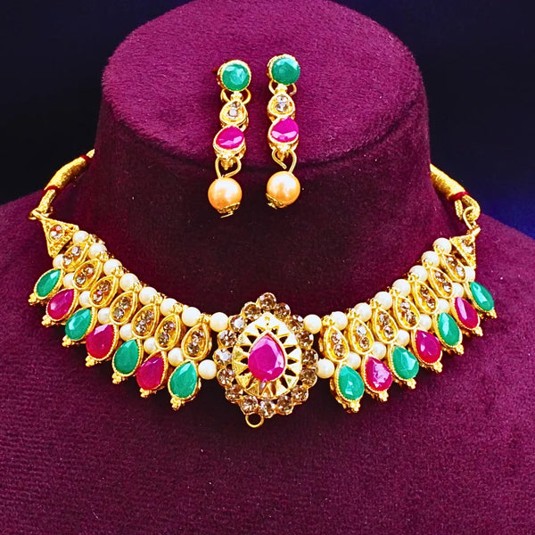 Green and Ruby Red Stone Necklace FS246N - freakysera