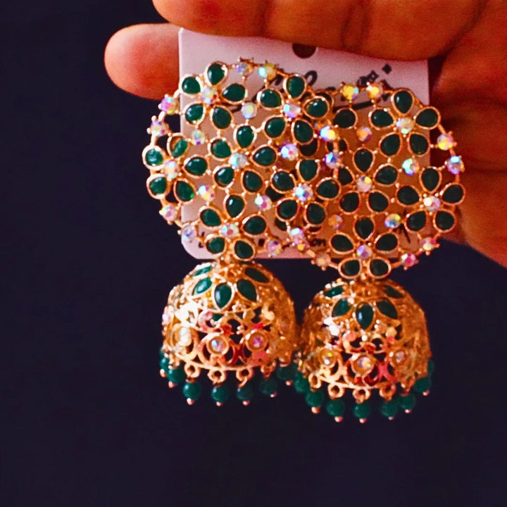 Green , Red , Marron, Pink Jhumkas FS332E - freakysera