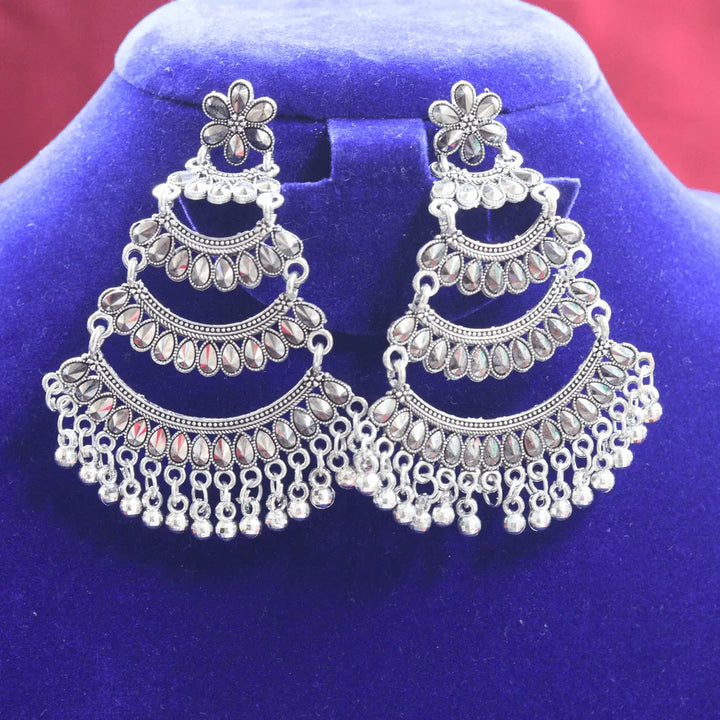 Handcrafted Silver Chandbali Earrings FS314E - freakysera