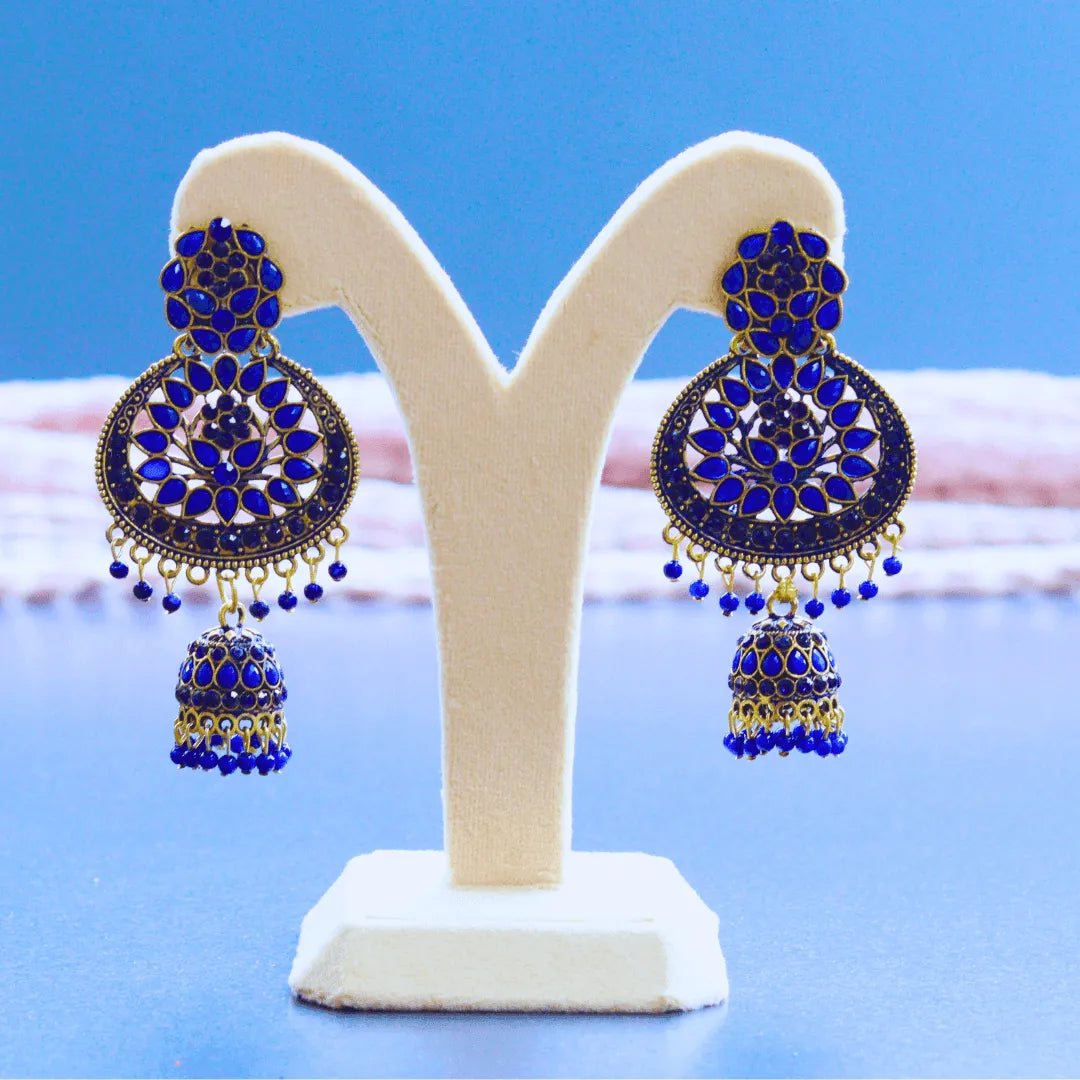 Shop Blue Black Red, Pink Jhumki Earrings Online
