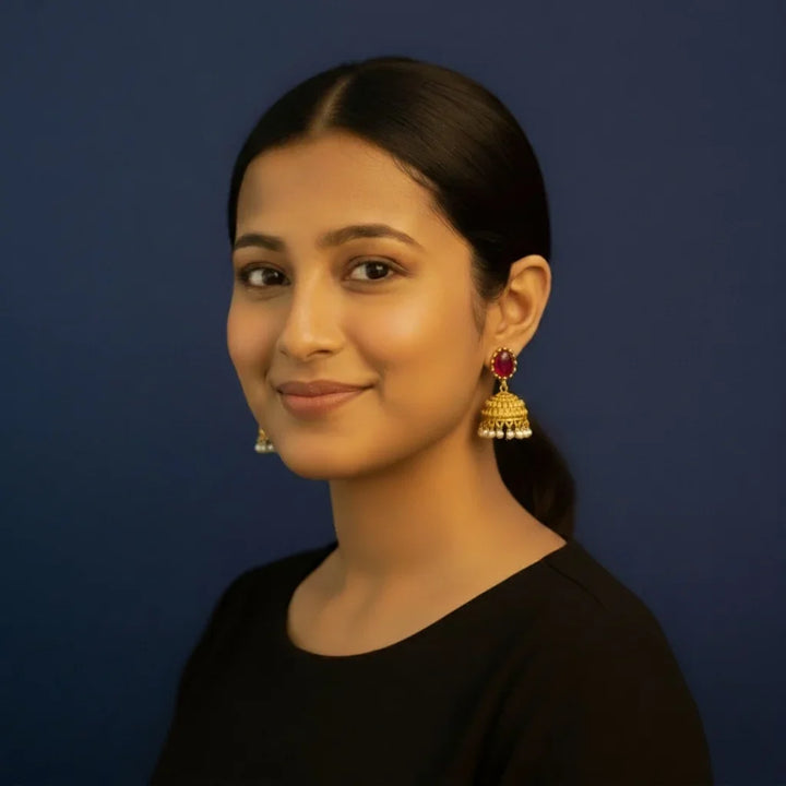 Jimikki Kammal with Green or Red Stone Stud FS348E - freakysera