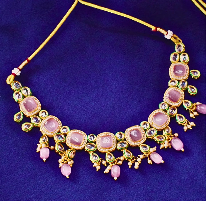 Light Peach Kundan Necklace FS258N - freakysera