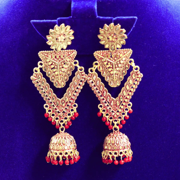 Long Jhumka Earrings | Maroon, Red, White ,Green, Grey, Pink FS306E - freakysera