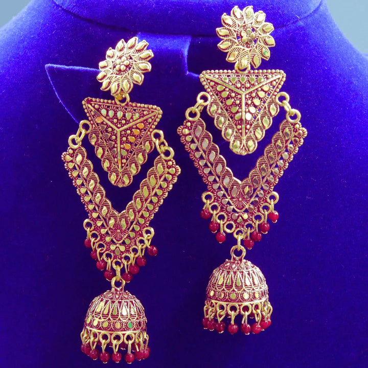 Long Jhumka Earrings | Maroon, Red, White ,Green, Grey, Pink FS306E - freakysera