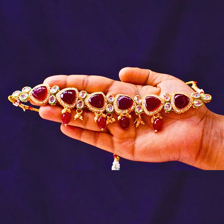 Maroon Kundan Choker with Earrings FS259N - freakysera