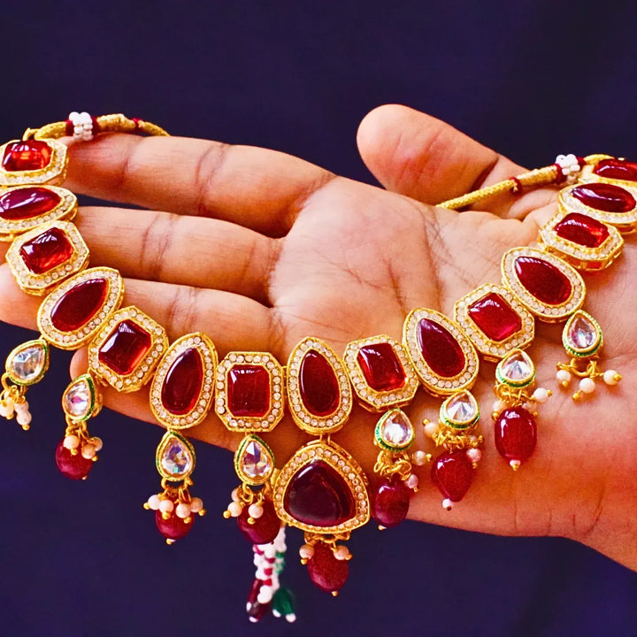Maroon Kundan Necklace FS257N - freakysera