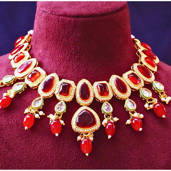 Maroon Kundan Necklace FS257N - freakysera