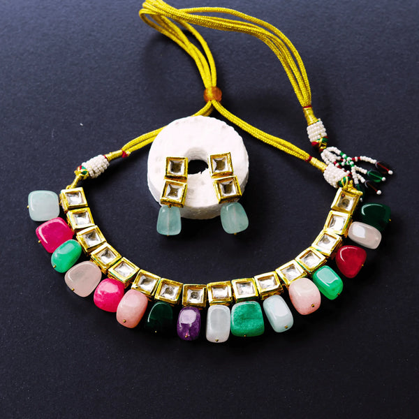 Natural Stones Kundan Necklace Set FS190N - freakysera