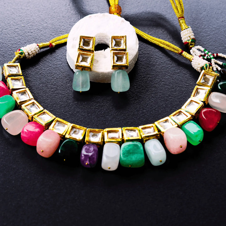 Natural Stones Kundan Necklace Set FS190N - freakysera