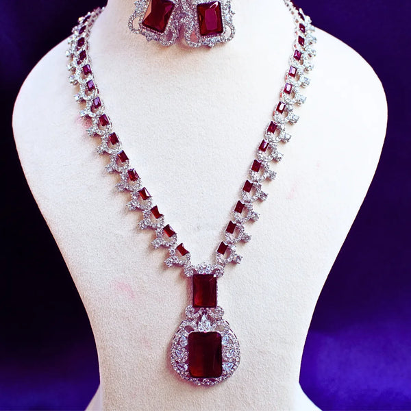 Nita Ambani Inspired Necklace - Blue , Maroon & Violet FS264 - freakysera