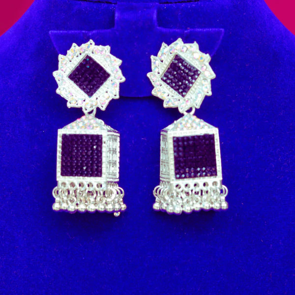 Oxidised jhumka earrings for women Black and Silver color FS323E - freakysera
