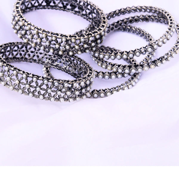 Oxidized Silver Bangles Set of 6 Style FS146 - freakysera