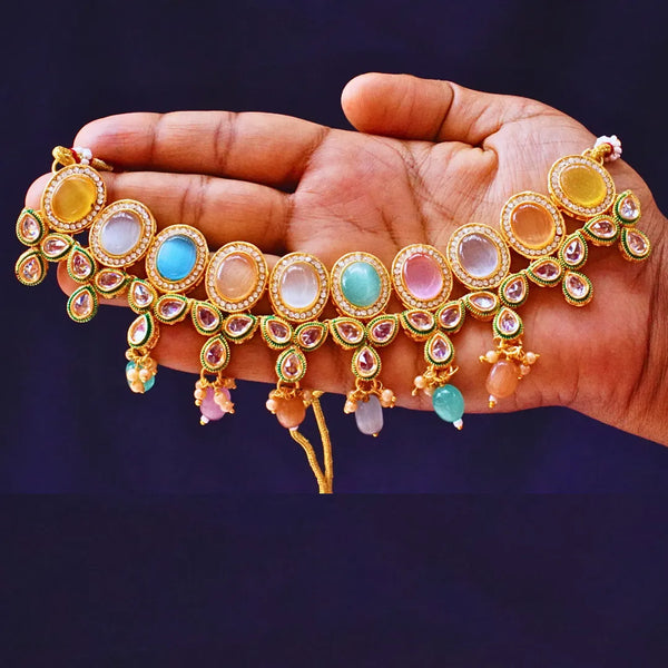 Pastel Shade Kundan Necklace FS260N - freakysera