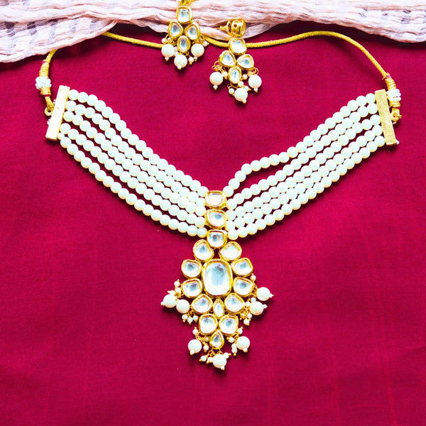 Pearl Kundan choker set with Earrings FS222N - freakysera