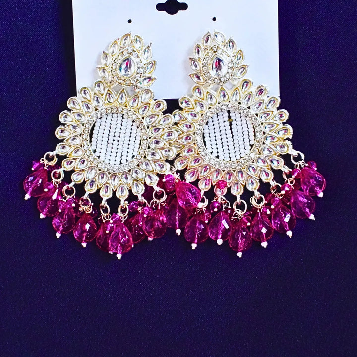 Pink,Red ,Multi-color Chandbali Earrings FS331E - freakysera